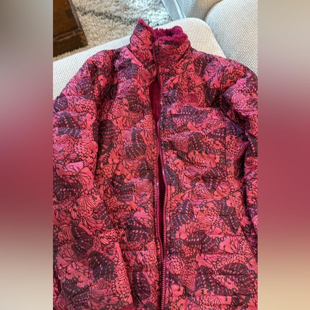 The North Face Pink and Black Patterned Jacket
